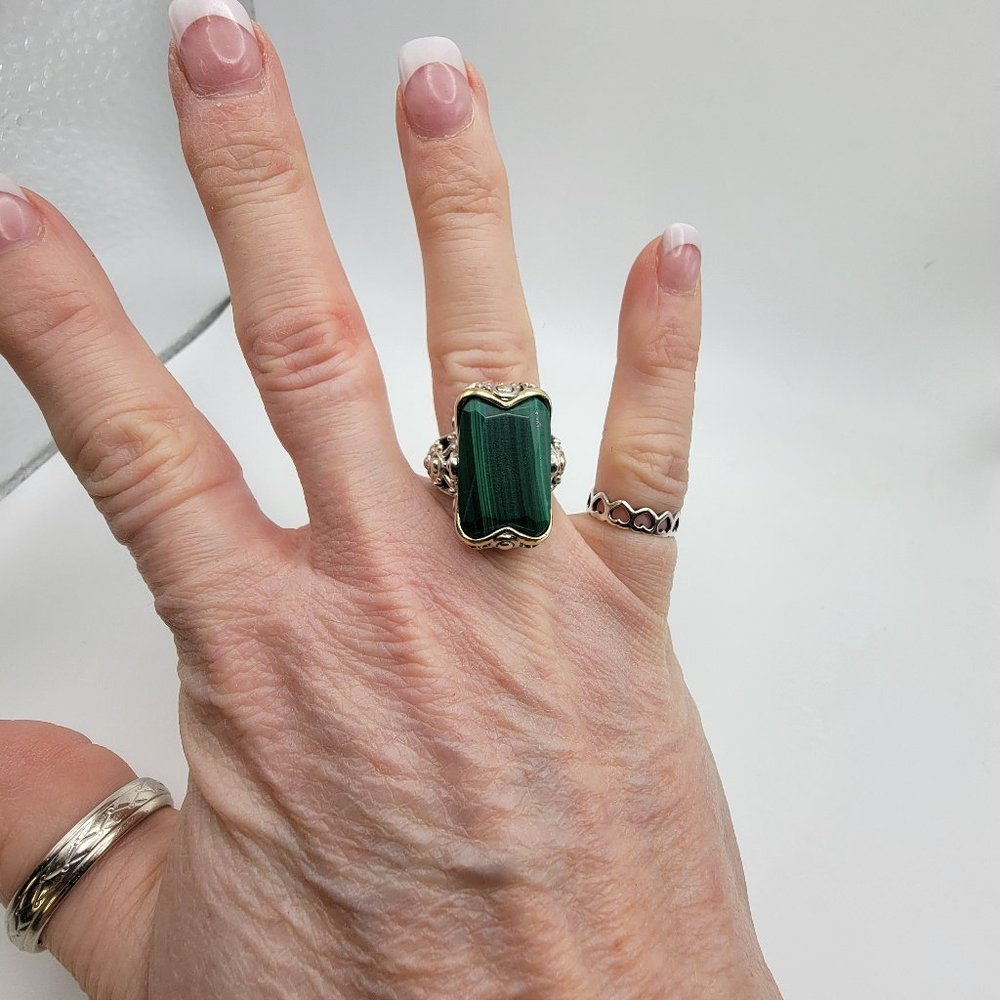 925 Sterling Malachite Statement Ring - image 5